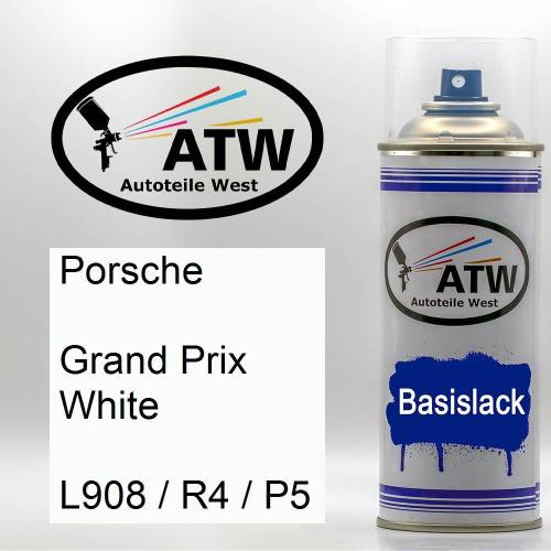 Porsche, Grand Prix White, L908 / R4 / P5: 400ml Sprühdose, von ATW Autoteile West.